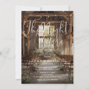 The Night Before Rustic Boho Barn Rehearsal Dinner Invitation