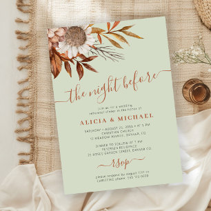 The night before rustic boho rehearsal dinner invitation