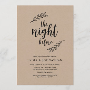 The night before, Rustic Kraft, Rehearsal Dinner Invitation