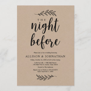 The night before, Rustic Kraft, Rehearsal Dinner Invitation