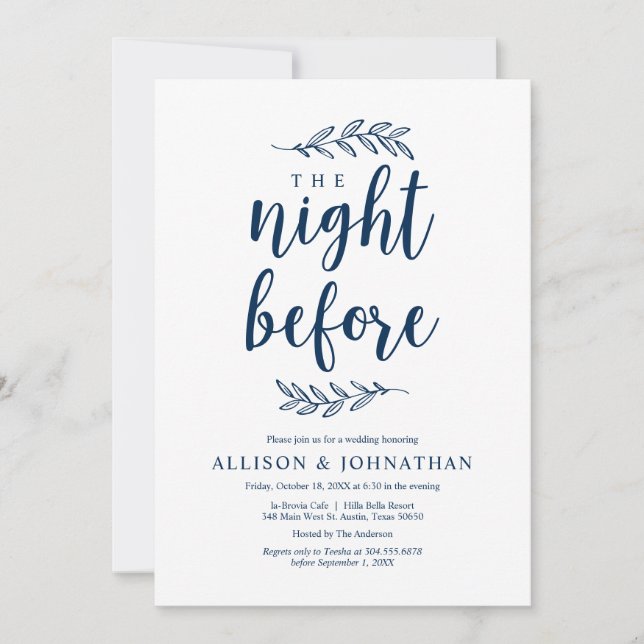 The night before, Rustic Wedding Rehearsal Dinner Invitation (Front)
