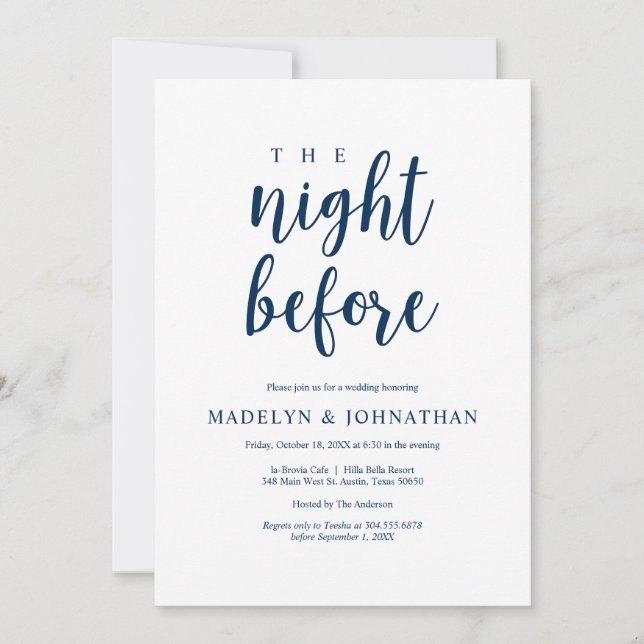 The night before, Rustic Wedding Rehearsal Dinner Invitation (Front)