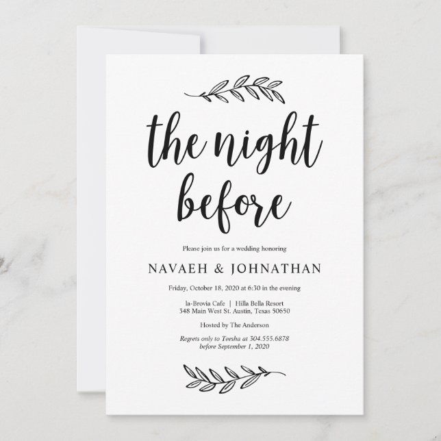 The night before, Rustic Wedding Rehearsal Dinner Invitation (Front)