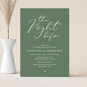 “The Night Before” Sage Green Rehearsal Dinner Invitation