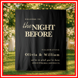 The Night Before Sign Black Butter Yellow Backdrop Tapestry