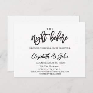 The Night Before Simple Rehearsal Dinner   Invitation