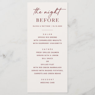 The Night Before Soft Ivory Rehearsal Dinner Menu