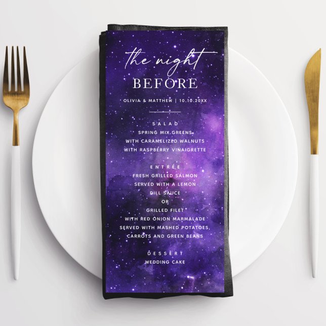 The night before. Space wedding rehearsal dinner Menu (Creator Uploaded)