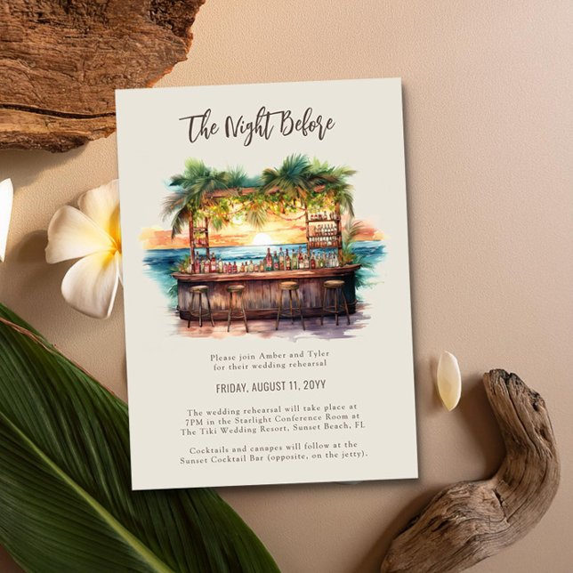 The Night Before Sunset Beach Wedding Rehearsal Invitation (The Night Before Rehearsal Invite from the Sunset Beach Wedding Collection by Darling & May)