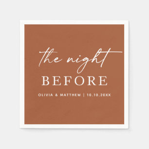 The Night Before. Terracotta Fall Rehearsal Dinner Napkin