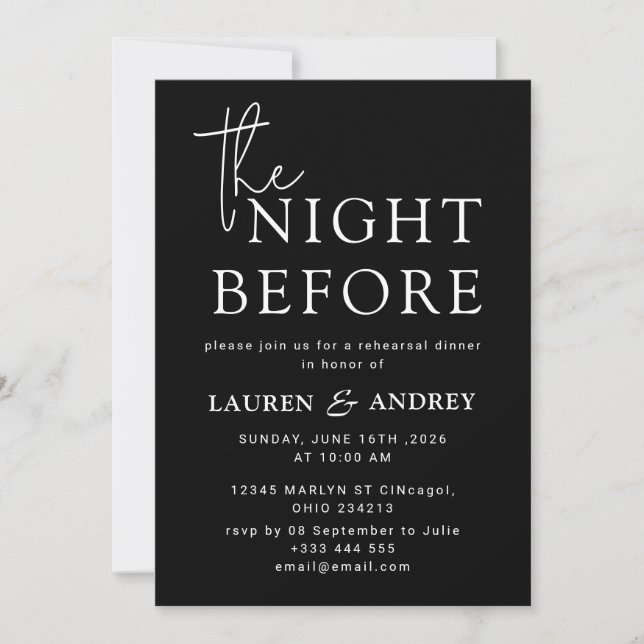The Night Before Wedding Invitation (Front)