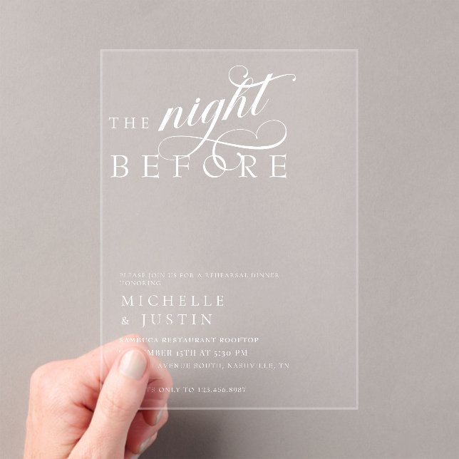 The Night Before Wedding Rehearsal Acrylic Invitations (Insitu (Handheld))