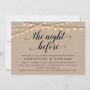 The Night Before, Wedding Rehearsal, Brown Kraft Invitation