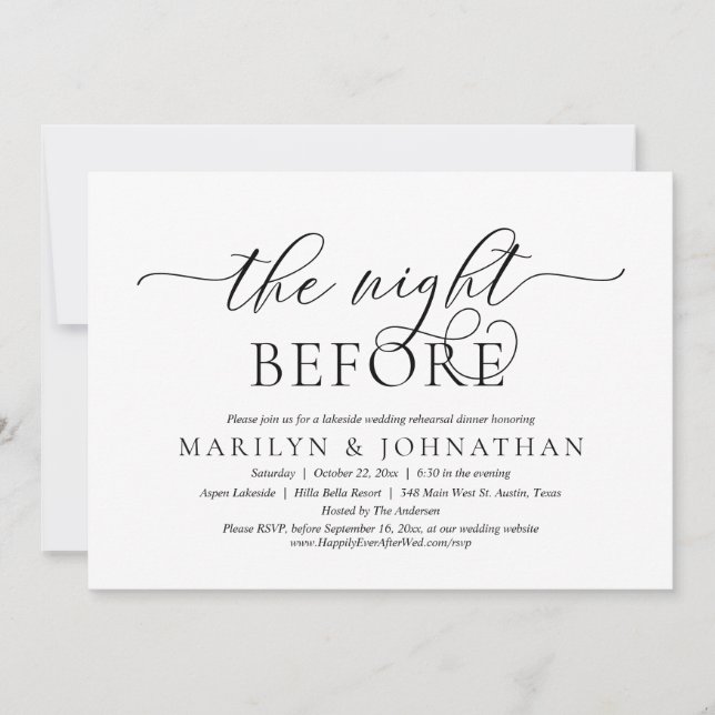 The Night Before, Wedding Rehearsal Dinner Invitat Invitation (Front)