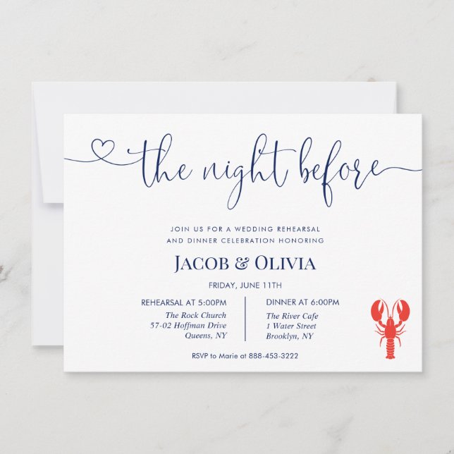 The Night Before Wedding Rehearsal Dinner Invitati Invitation (Front)