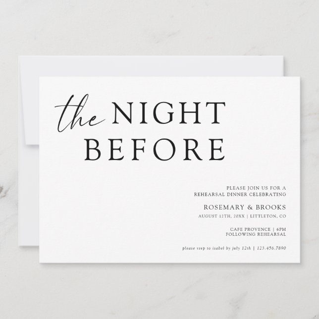 The Night Before Wedding Rehearsal Dinner Invitati Invitation (Front)