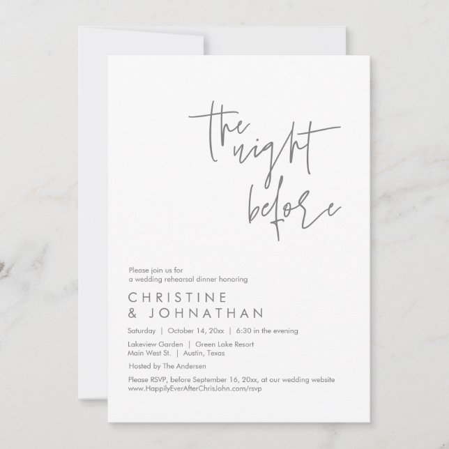 The Night Before, Wedding Rehearsal Dinner Invitation (Front)