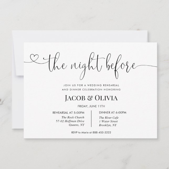 The Night Before Wedding Rehearsal Dinner Invitation (Front)