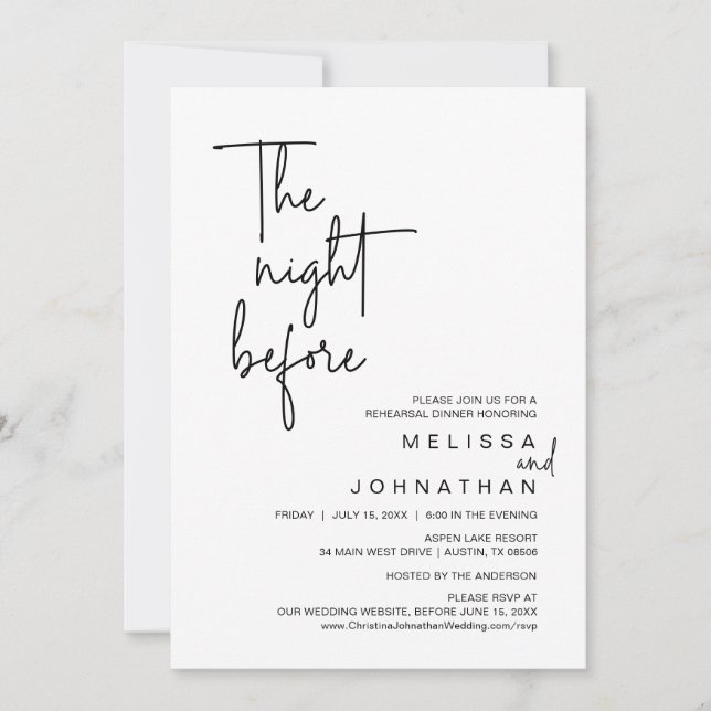 The Night Before, Wedding Rehearsal Dinner Invitation (Front)