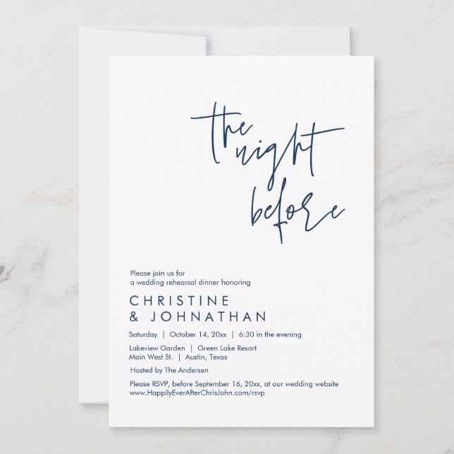 The Night Before, Wedding Rehearsal Dinner Invitation (Front)