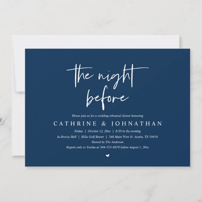 The night before, Wedding Rehearsal Dinner Invitation (Front)