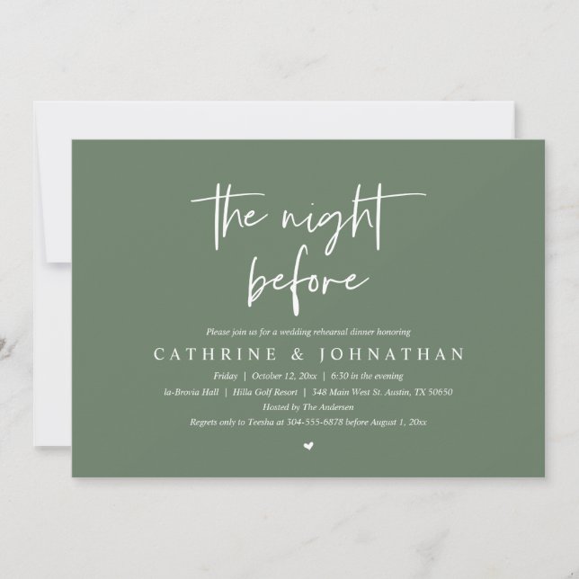 The night before, Wedding Rehearsal Dinner Invitation (Front)