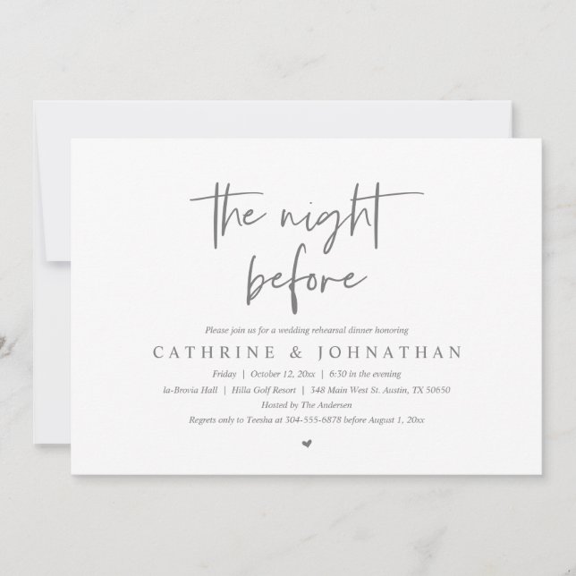 The night before, Wedding Rehearsal Dinner Invitation (Front)