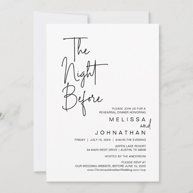 The Night Before, Wedding Rehearsal Dinner Invitation (Front)