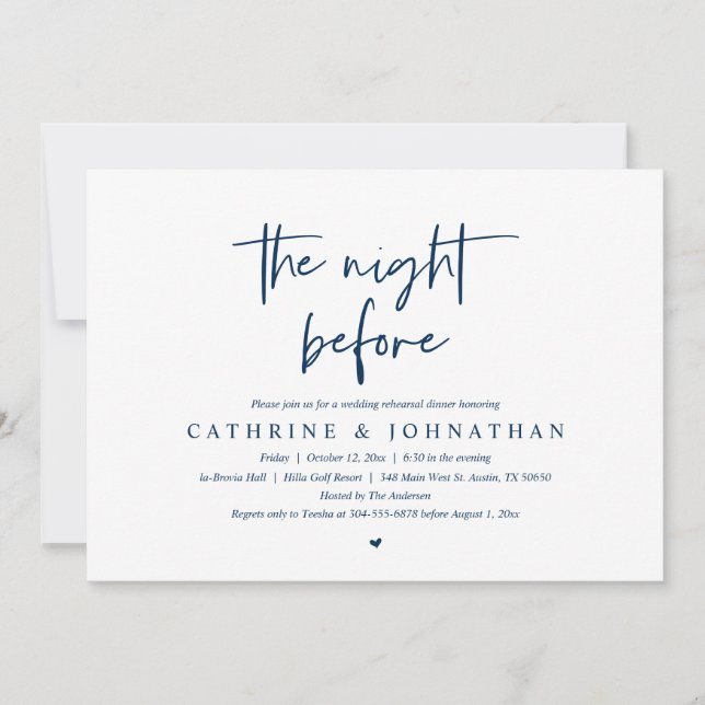 The night before, Wedding Rehearsal Dinner Invitation (Front)