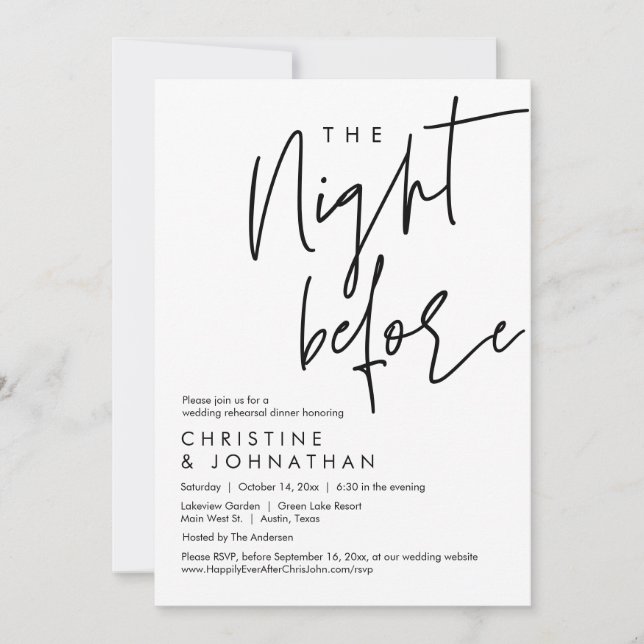 The Night Before, Wedding Rehearsal Dinner Invitation (Front)
