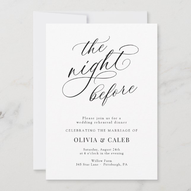The Night Before Wedding Rehearsal Dinner  Invitation (Front)