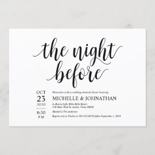 The night before wedding rehearsal dinner invites
