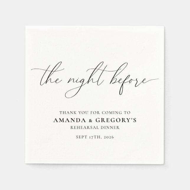 The Night Before Wedding Rehearsal Dinner Napkin (Front)