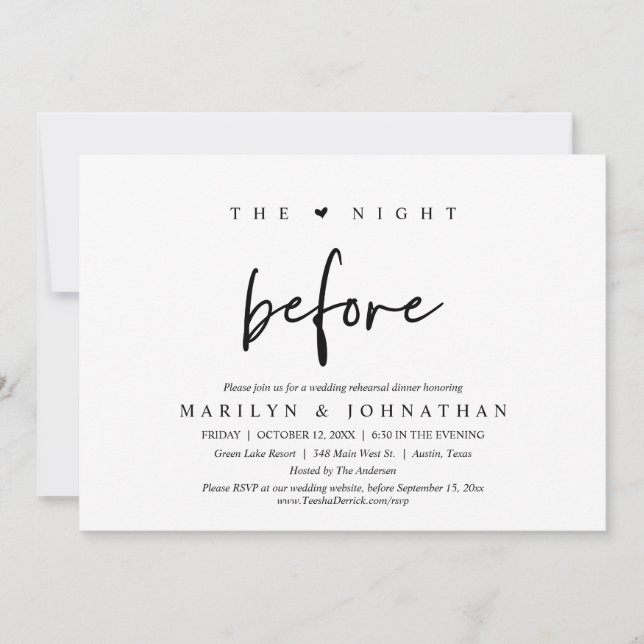 The Night Before, Wedding Rehearsal Dinner Party Invitation (Front)