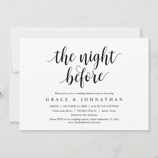 The Night Before, Wedding Rehearsal Dinner Party Invitation (Front)