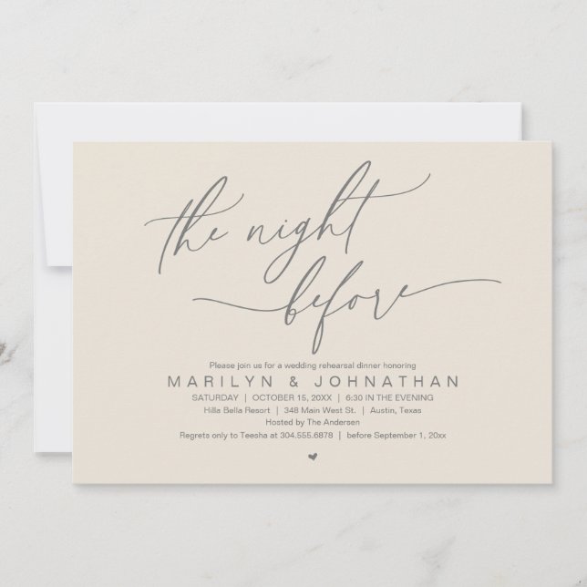 The Night Before, Wedding Rehearsal Dinner Party Invitation (Front)