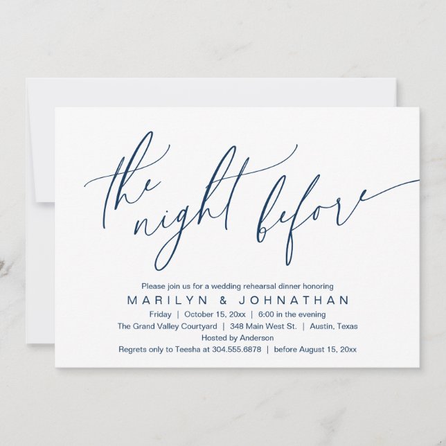 The Night Before, Wedding Rehearsal Dinner Party Invitation (Front)