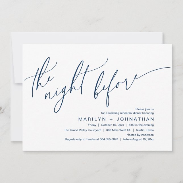 The Night Before, Wedding Rehearsal Dinner Party Invitation (Front)