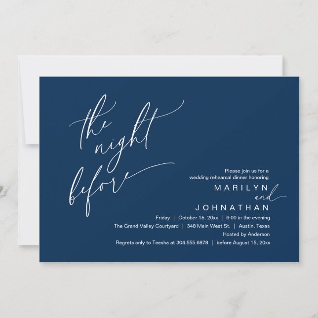 The Night Before, Wedding Rehearsal Dinner Party Invitation (Front)