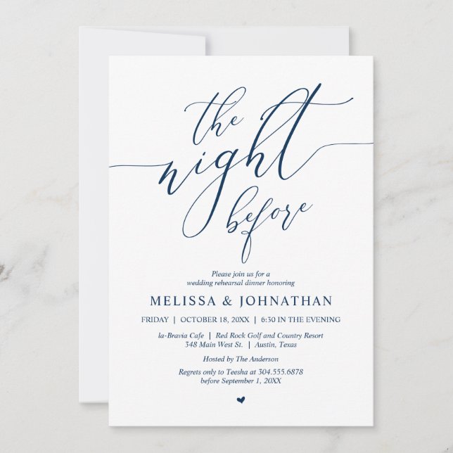 The Night Before, Wedding Rehearsal Dinner Party Invitation (Front)