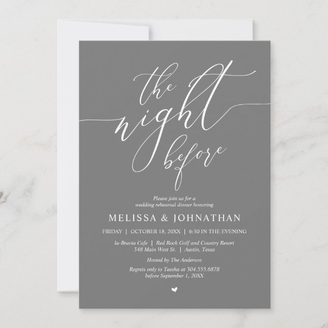 The Night Before, Wedding Rehearsal Dinner Party Invitation (Front)