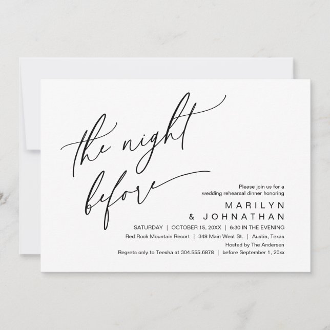 The Night Before, Wedding Rehearsal Dinner Party Invitation (Front)