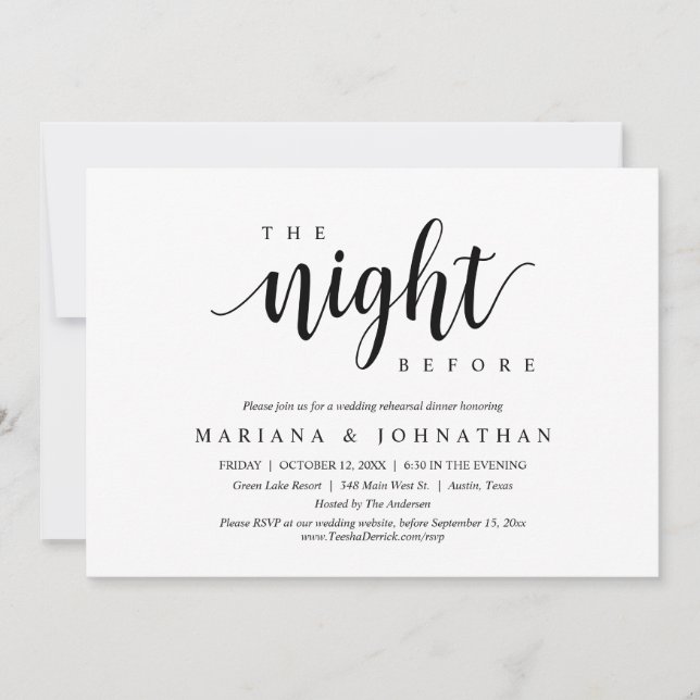 The Night Before, Wedding Rehearsal Dinner Party Invitation (Front)