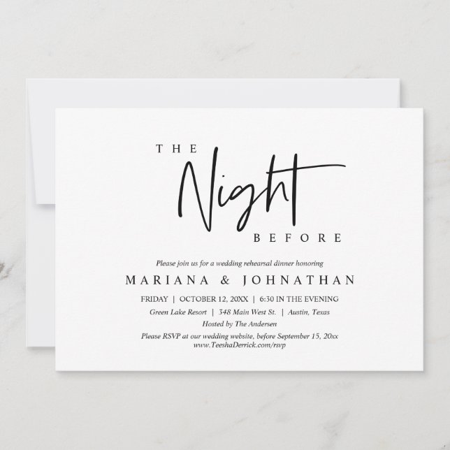 The Night Before, Wedding Rehearsal Dinner Party Invitation (Front)