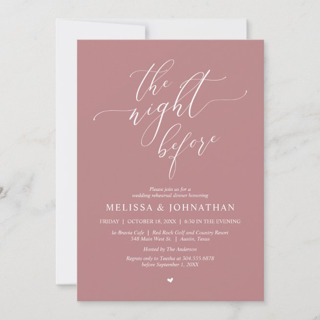 The Night Before, Wedding Rehearsal Dinner Party Invitation (Front)