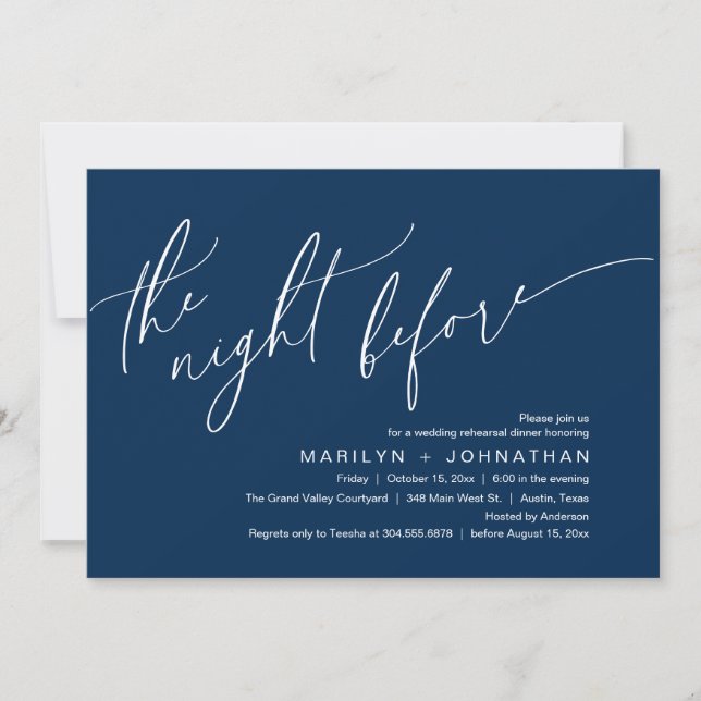 The Night Before, Wedding Rehearsal Dinner Party Invitation (Front)
