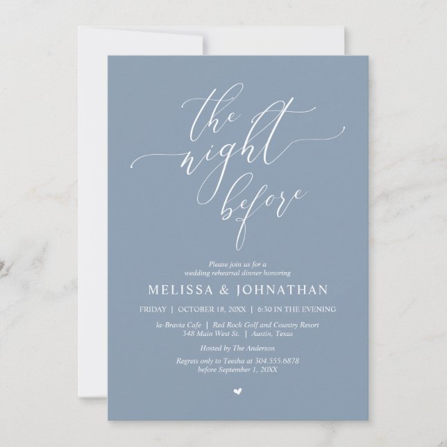 The Night Before, Wedding Rehearsal Dinner Party Invitation (Front)