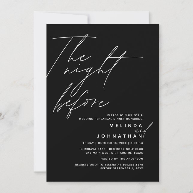 The Night Before Wedding Rehearsal Dinner Party t1 Invitation (Front)