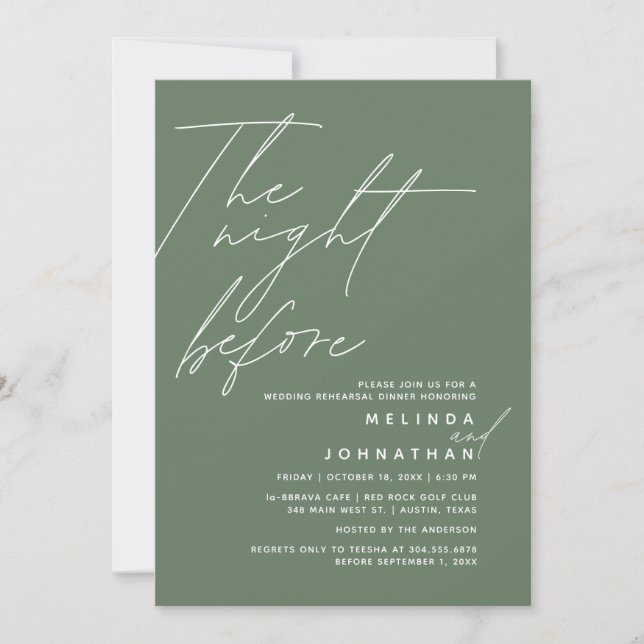 The Night Before Wedding Rehearsal Dinner Party t1 Invitation (Front)