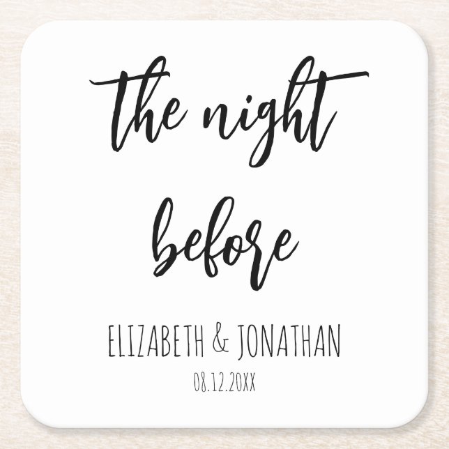 The Night Before Wedding Rehearsal Dinner Square Paper Coaster (Front)